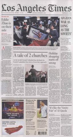Los Angeles Times front page, November 27, 2010 — 'Eddie Zhao is on their side'